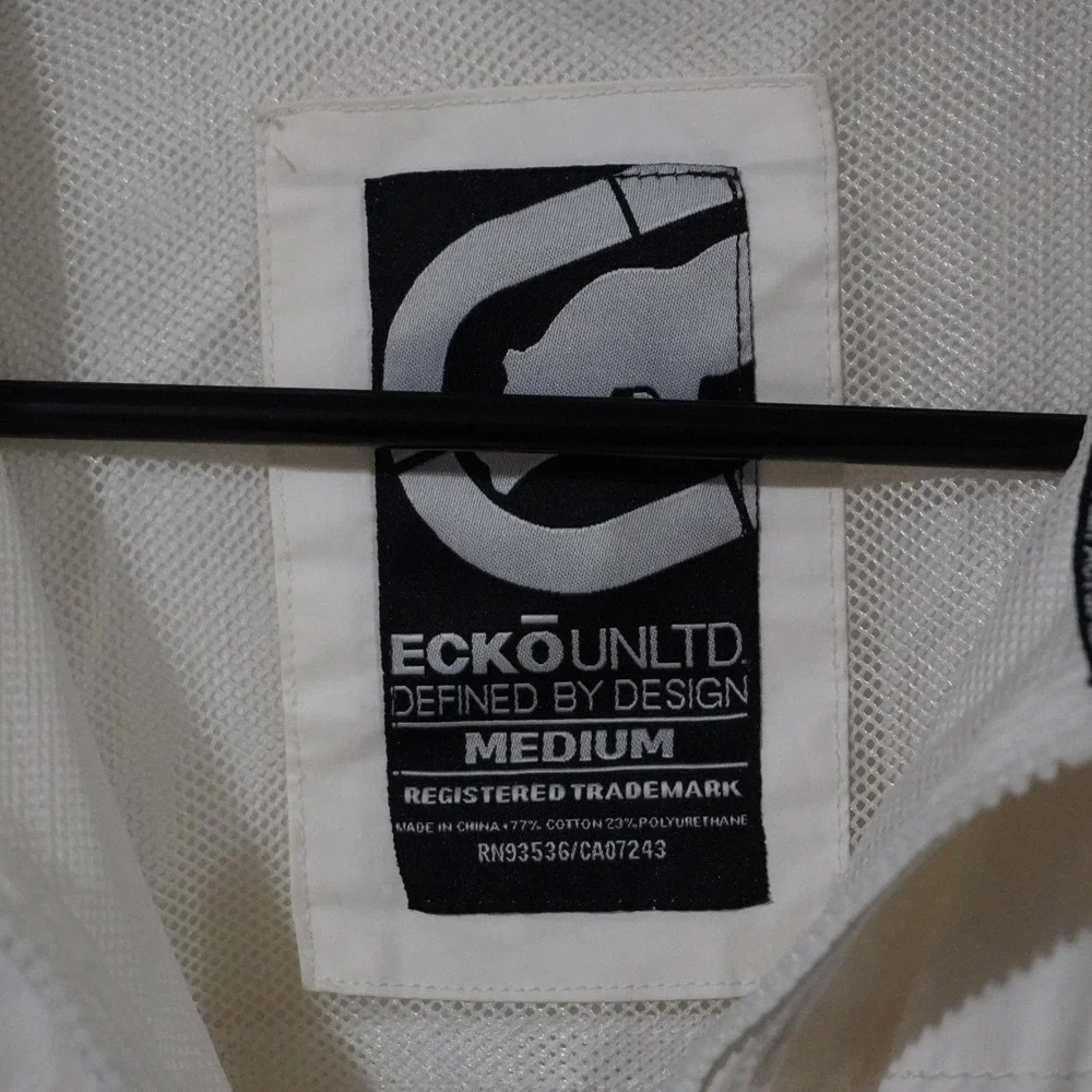 Ecko Unltd Mens‎ White Full Zip Lightweight Jacket Medium Layering